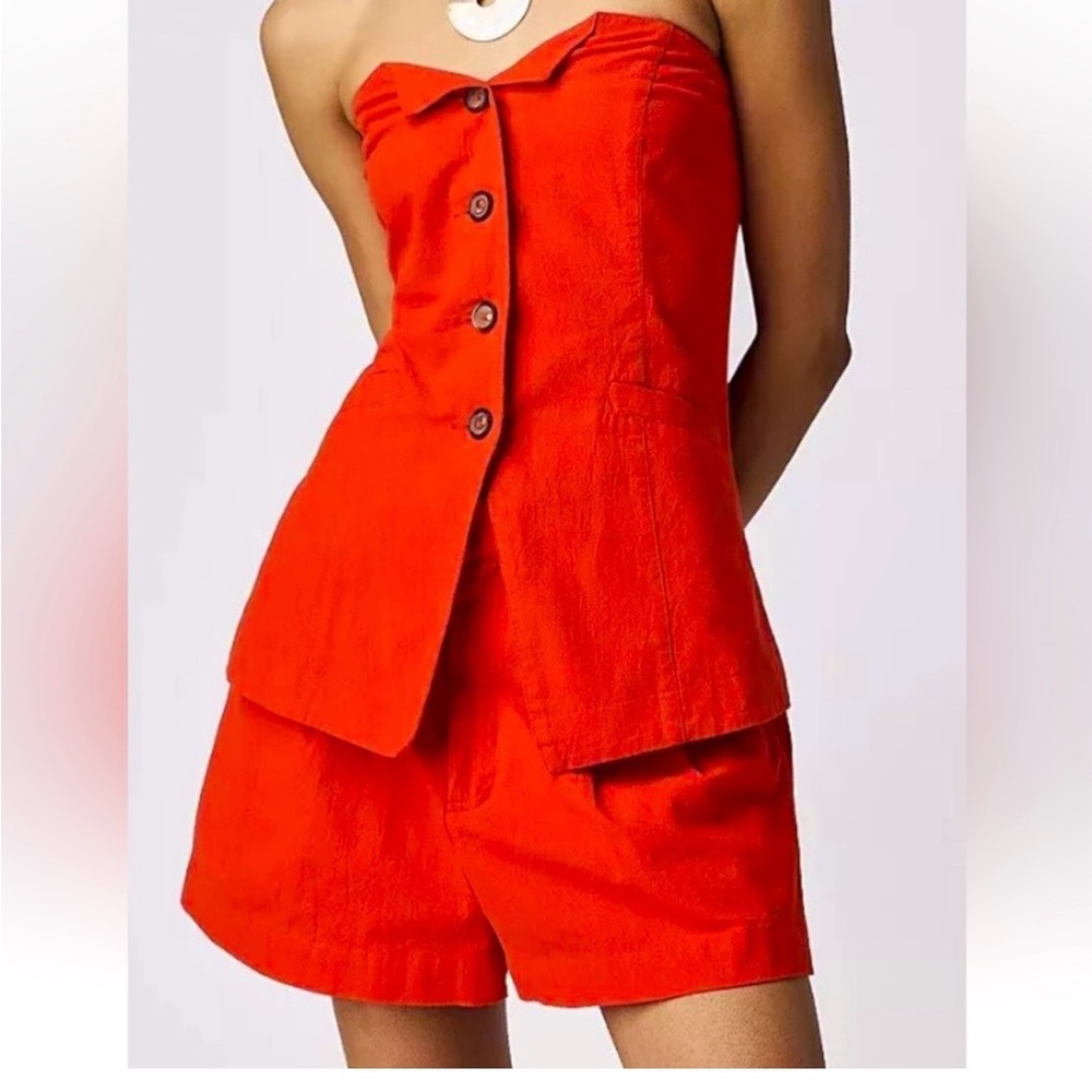 NWT Free people adorable linen Short Suit Size 2 Flame